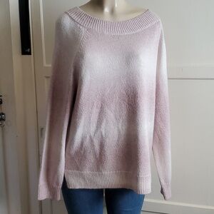Chaps Pink Cream Ombre Stripe Sweater, Size XL